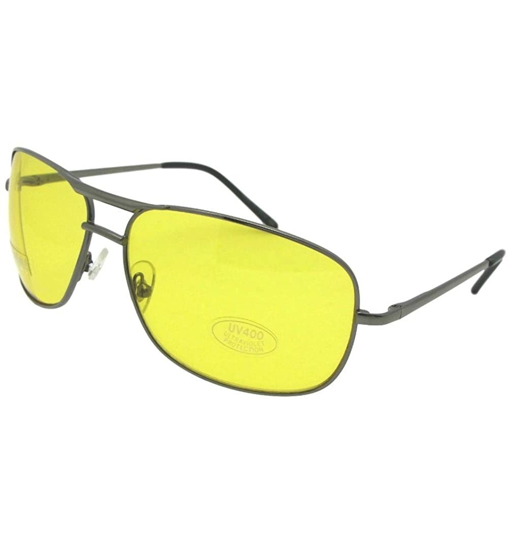 Aviator Modified Aviator Yellow Lens Sunglasses Y8 - Pewter Frame-yellow Lenses - CD189KCUOKY $10.12