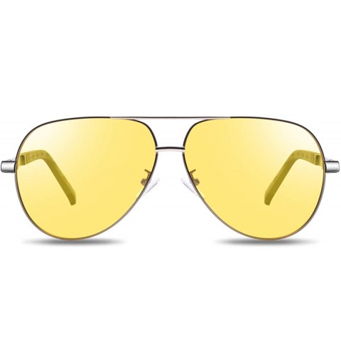 Aviator Polarized Aviator Sunglasses/Night Vision Glasses for Driving Men Women - Graynight - CG18RRAR2M2 $42.46
