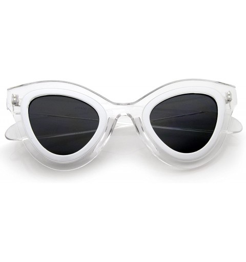 Cat Eye Womens High Fashion Two-Toned Chunky Oversize Cat Eye Sunglasses 42mm - Clear-white / Smoke - CJ12J18EASF $10.56