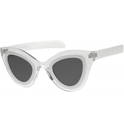Cat Eye Womens High Fashion Two-Toned Chunky Oversize Cat Eye Sunglasses 42mm - Clear-white / Smoke - CJ12J18EASF $10.56