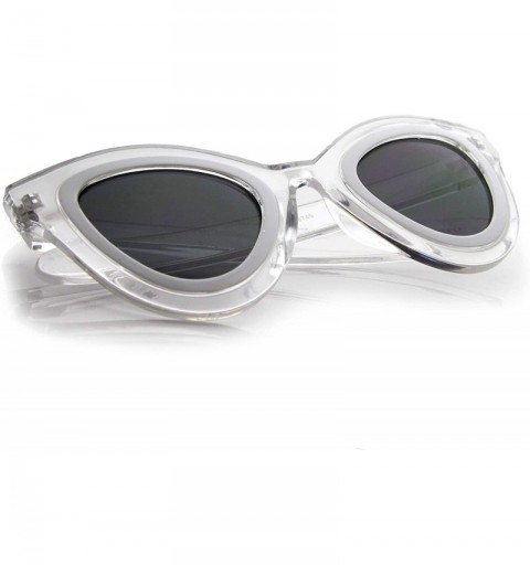Cat Eye Womens High Fashion Two-Toned Chunky Oversize Cat Eye Sunglasses 42mm - Clear-white / Smoke - CJ12J18EASF $10.56