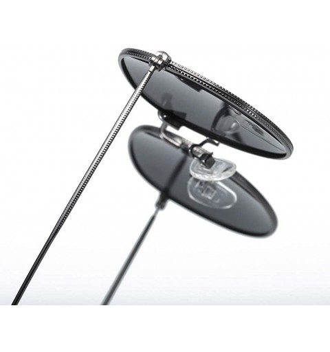 Round Retro Round Sunglasses Men Polarized UV400 Sun Glasses Male Driving Metal - Silver With Black - CY18R2MCOI6 $9.28
