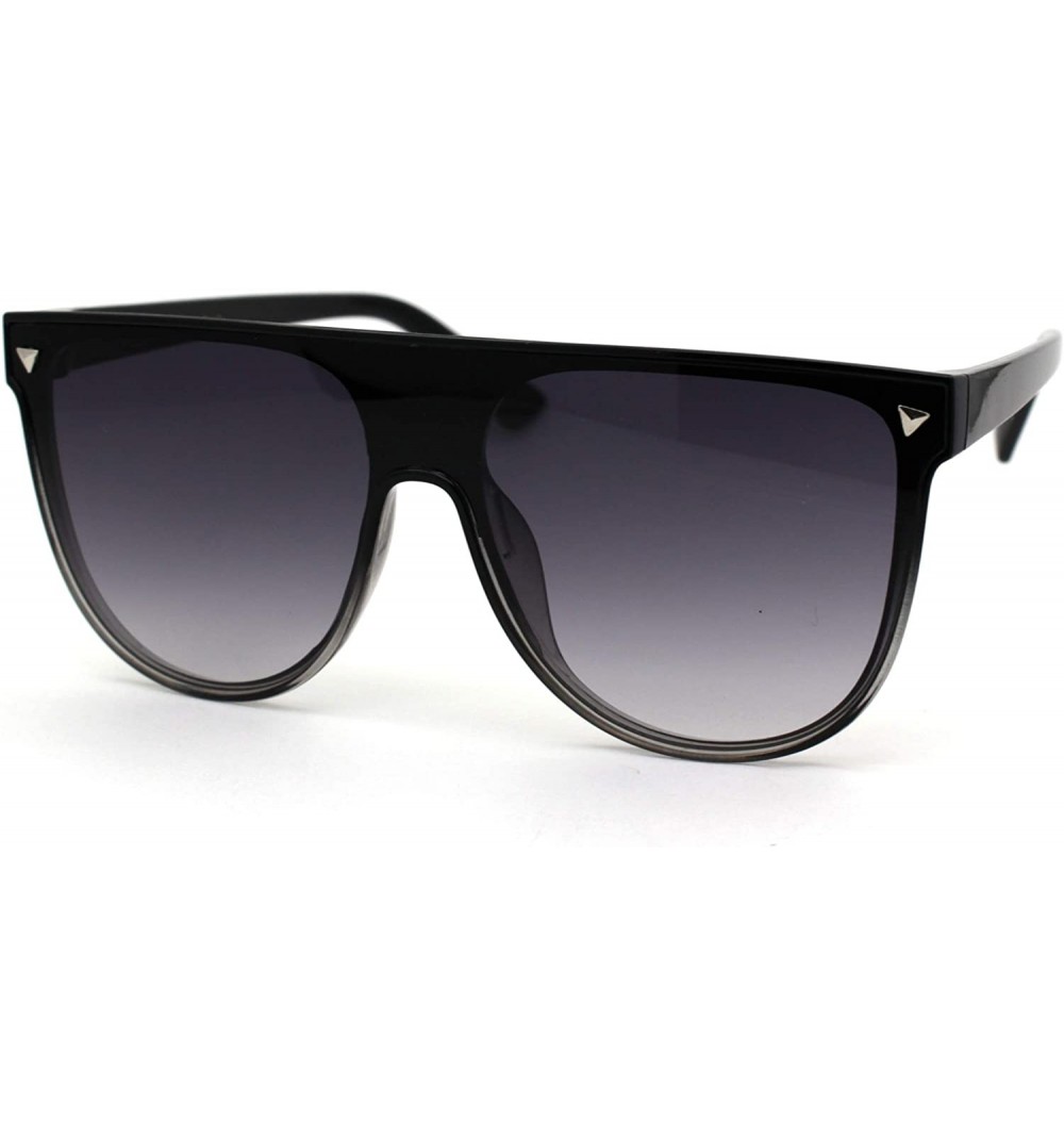 Shield Unisex Oversize Shield Flat Top Mobster Retro Sunglasses - Black Clear Smoke - CU18ZRE2CX2 $9.61