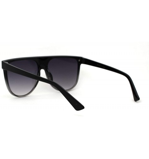 Shield Unisex Oversize Shield Flat Top Mobster Retro Sunglasses - Black Clear Smoke - CU18ZRE2CX2 $9.61