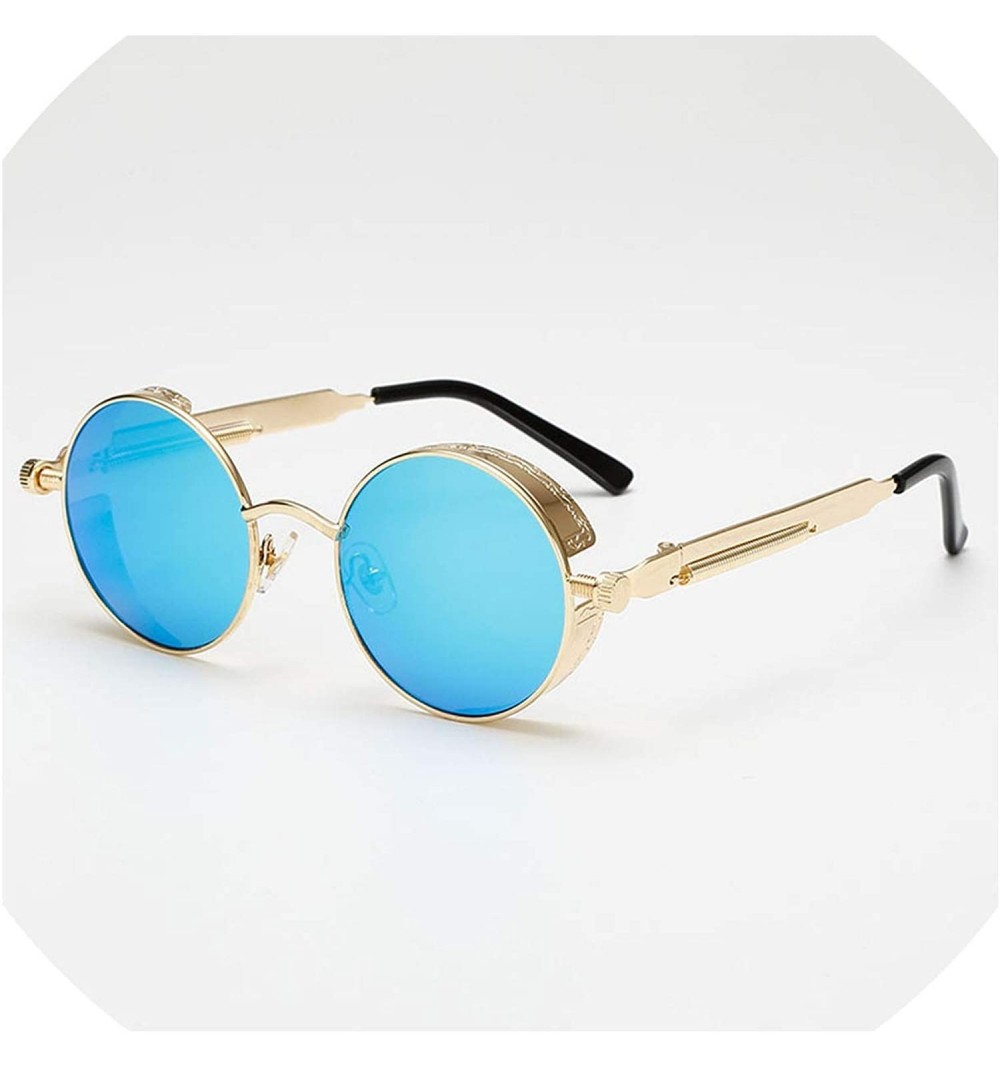Oversized Metal Steampunk Sunglasses Men Women Round Glasses Brand Design Vintage Sunglasses - 6 - CZ18W6UTS6S $16.64
