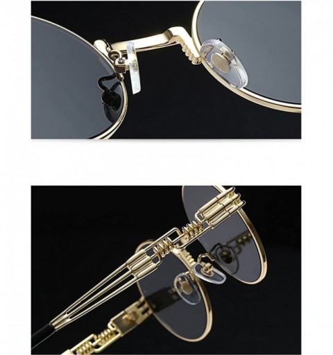 Round Vintage Steampunk Sunglasses Retro Gothic Gold and Black Round Sun Glasses - Silver Frame Black Lens - C518C3AY67G $10.36