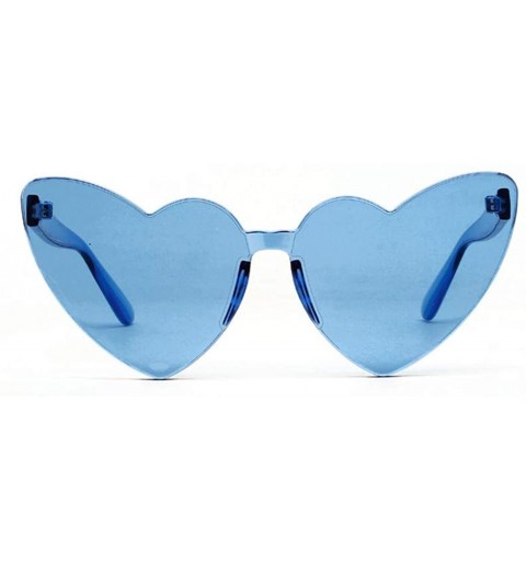 Goggle Summer Beach Love Heart Sunglasses Clear Lens Sun Glasses Women Vintage Cat Eye Sunglasses Shades - Silk Blue - CD18Y6...