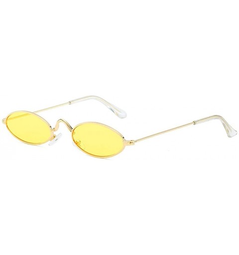 Oval UV Protection Sunglasses for Women Men Full rim frame Oval Shaped Resin Lens Metal Frame Sunglass - E - C419032758E $19.40