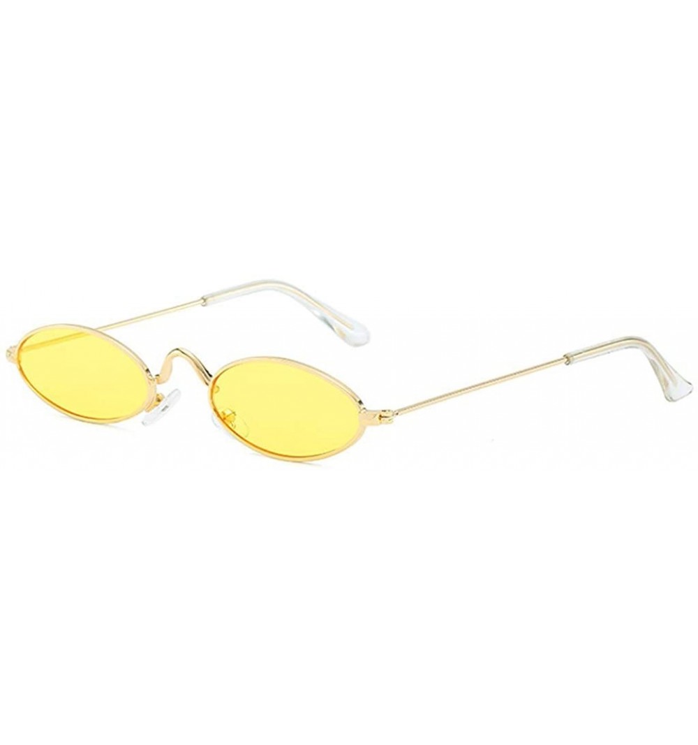 Oval UV Protection Sunglasses for Women Men Full rim frame Oval Shaped Resin Lens Metal Frame Sunglass - E - C419032758E $11.74
