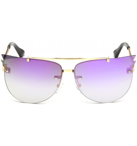 Rectangular Rimless Cateye Sunglassess Nice Compliment For Lady New Sunglasses - Gold/Purple - CY126NIUEEB $19.39