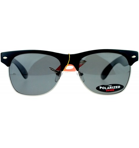 Wayfarer Polarized Retro Hipster Half Rim Horned Sunglasses - Black - C111ATAVGJP $11.07