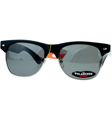 Wayfarer Polarized Retro Hipster Half Rim Horned Sunglasses - Black - C111ATAVGJP $11.07