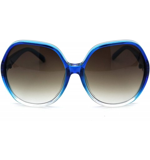 Butterfly Womens Oversize Butterfly 90s Minimal Classic Plastic Sunglasses - Blue Clear Brown - C118WCCQCW9 $21.90