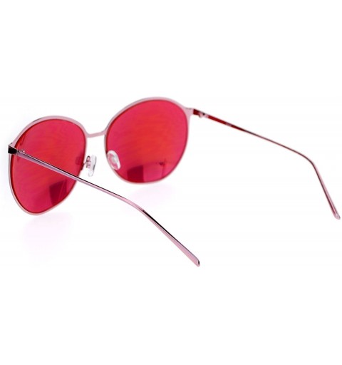 Round Womens Sunglasses Oversized Irregular Round Metal Frame Mirror Lens - Pink (Peach Mirror) - C41873DTG7U $13.02
