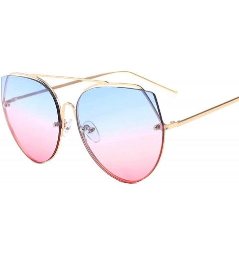 Sport Vintage Cat Eye Sunglasses for Unisex Metal PC UV 400 Protection Sunglasses - Blue Pink - C118SZUE6LN $17.49