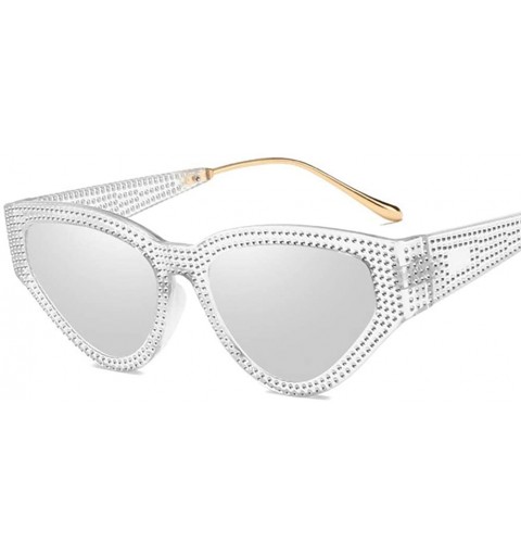 Fashion Diamond Sunglasses Unisex-Shade Glasses Cat Eye Mirror Lens ...