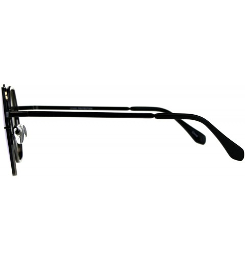 Oversized Square Heptagon Shape Sunglasses Retro Fashion Unisex Mirrored UV 400 - Gunmetal (Blue Mirror) - CU18G3HOCLL $12.43