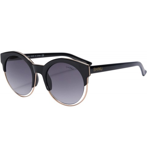 Round Women's UV400 Sunglasses Lightweighted Anti-glare Round Frame-S71018 - Black - CT18QI4QUC5 $7.37