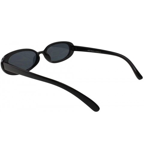 Oval Blair - Womens Fashion Skinny Slim Oval Sunglasses - Black - C018ROTGETE $10.16