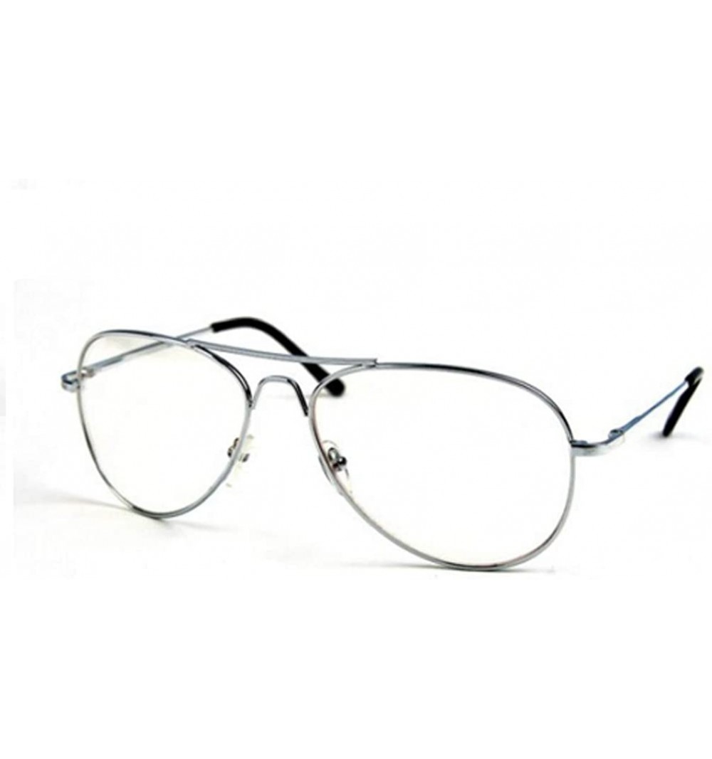 Aviator 1 Pc Deluxe Clear Lens Pilot Glasses Spring Hinge Metal Retro Vintage Hip - Choose Color - Silver - CJ18NOEYSWA $15.52