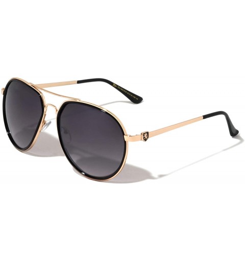Aviator Double Thin Plastic Metal Frame Classic Aviator Sunglasses - Smoke Gold - CQ1990Y9UNO $38.14