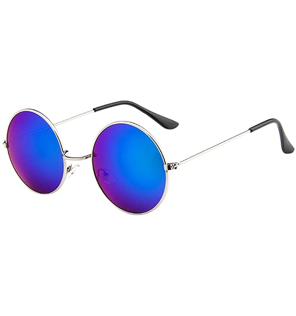 Round Women Men Vintage Retro Driving Round Frame Glasses-Unisex Sunglasses Eyewear - E - CN18Q53TU5E $10.44