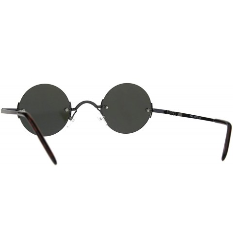 Round Color Mirror Hippie Round Circle Lens Rimless Pimp Sunglasses - Gunmetal Purple - CP18720TR8U $14.37