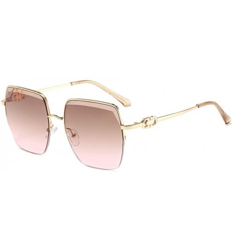 Square Sunglasses with Metallic Cut Edge and Large Square Frame for Ladies - 7 - C4198R9IQ4Q $34.40