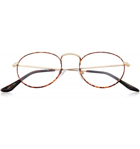 Round Vintage Inspired Round Metal Clear Lens Glasses - Tortoise - CU18KODMQ06 $11.88