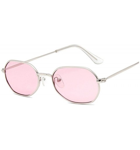 Square Vintage Small Octagon Sunglasses Women Fashion Shade Square Metal Frame Sun Glasses Red Yellow Pink - Silverpink - CB1...