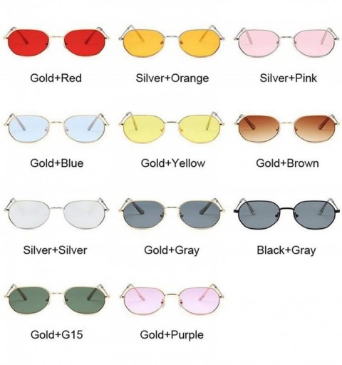 Square Vintage Small Octagon Sunglasses Women Fashion Shade Square Metal Frame Sun Glasses Red Yellow Pink - Silverpink - CB1...