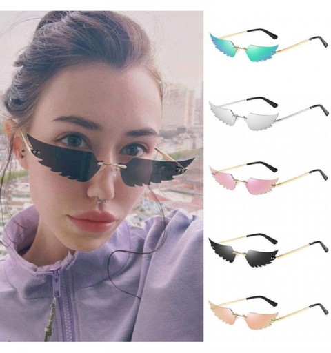 Goggle New Vintage Wings Goggles Angel Wings Eye Sunglasses Frameless Sunglasses Safety Eye Glasses - Pink - C3190C5O3G5 $11.01