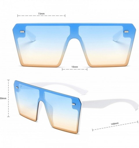 Square Classic Fashion Square Oversized Sunglasses for Women Men - Whitw-blue - CY18XG2Y4RT $11.76