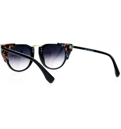 Square Retro Designer Sunglasses Womens Unique Marble Corners Cateye Fashion - Black - CY126SUI1NF $12.29