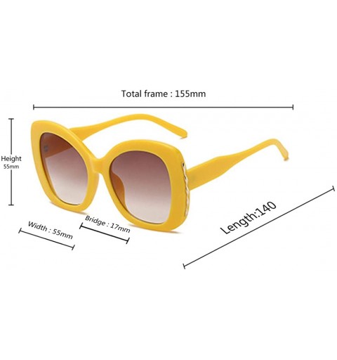 Oval fashion Shade Sunglasses Retro glasses Men and women Sunglasses - Yellow - CH18LLGHGKO $10.78
