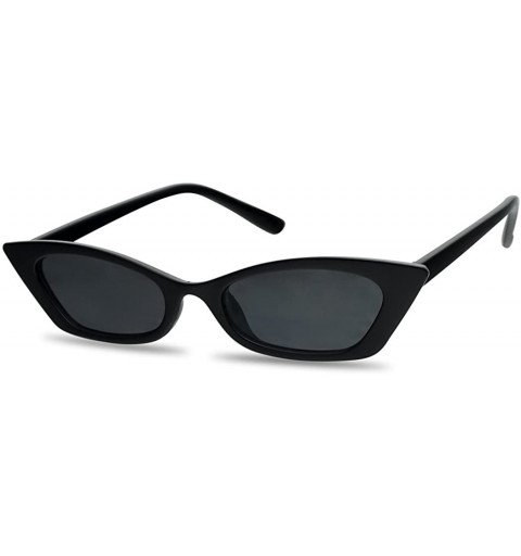Square Semi Squared Pointed Cat Eye Small Narrow Formal Sunglasses for Women - Black - Burgundy - Pink and White Frame - CN18...