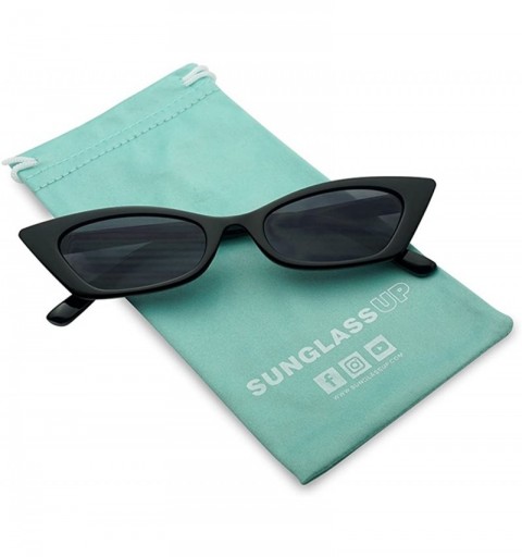 Square Semi Squared Pointed Cat Eye Small Narrow Formal Sunglasses for Women - Black - Burgundy - Pink and White Frame - CN18...