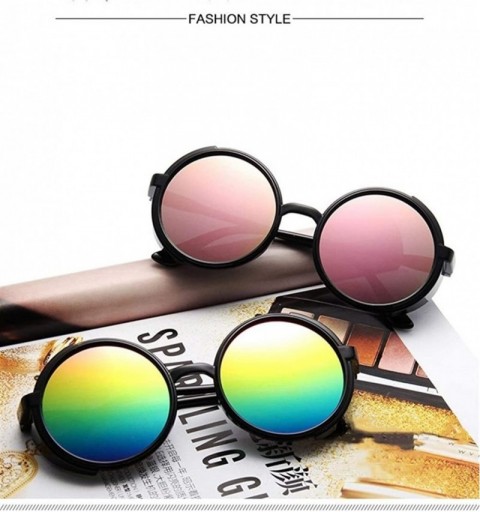 Round Steampunk Sunglasses Goggles Plastic - Black Gray - CA198XO2KGL $7.43