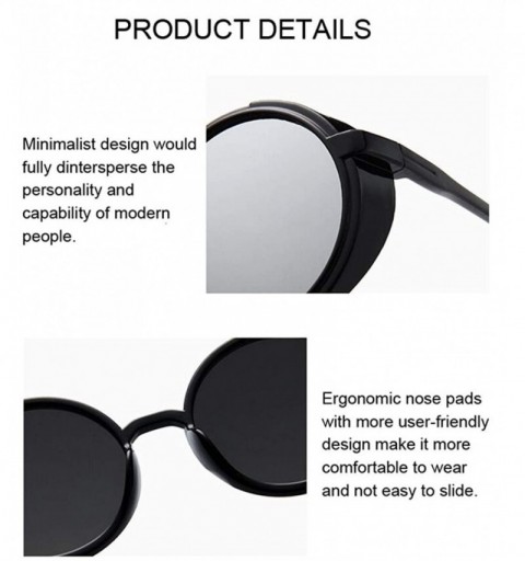 Round Steampunk Sunglasses Goggles Plastic - Black Gray - CA198XO2KGL $7.43