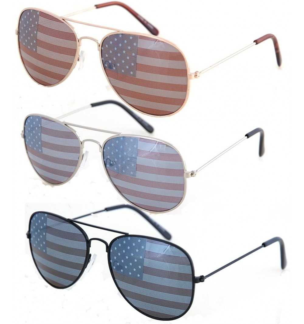 Aviator Aviator USA America American Flag Sunglasses - Great Accesory for 4th of July - Multicolor - CE1860ZQCTO $17.47