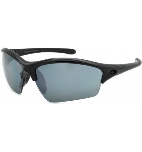 Sport Men's Half Rim Sports Sunglasses with Flash Mirror Lens 570060/FM - Black - CU1271CG2W1 $20.96