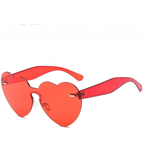 Oversized Heart Sunglasses for Women Oversized Rimless One Piece Clear Colored Sunglasses - Red - C7180CHS2YQ $8.06