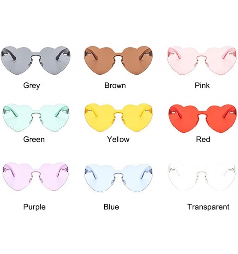 Oversized Heart Sunglasses for Women Oversized Rimless One Piece Clear Colored Sunglasses - Red - C7180CHS2YQ $8.06