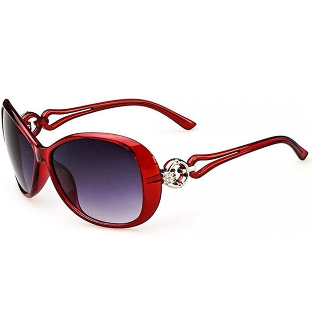 Oval Women Fashion Oval Shape UV400 Framed Sunglasses Sunglasses - Wine Red - CG18UE5S3G6 $9.19