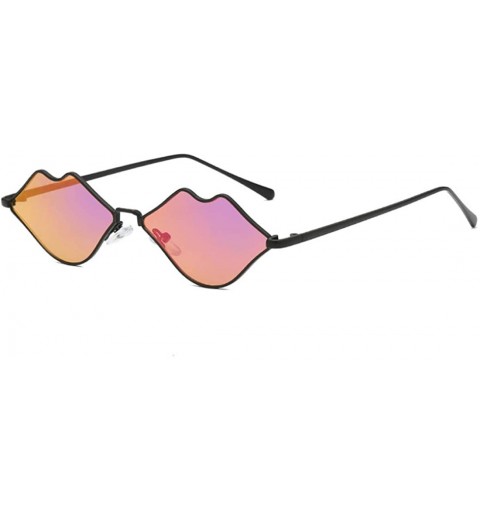 Rectangular Fashion Lips Frame Plastic Lenses small Women Sunglasses UV400 - Purple - CP18NRKGW9T $8.45