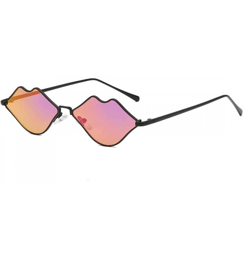 Rectangular Fashion Lips Frame Plastic Lenses small Women Sunglasses UV400 - Purple - CP18NRKGW9T $8.45