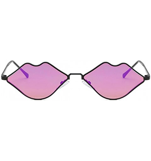 Rectangular Fashion Lips Frame Plastic Lenses small Women Sunglasses UV400 - Purple - CP18NRKGW9T $8.45