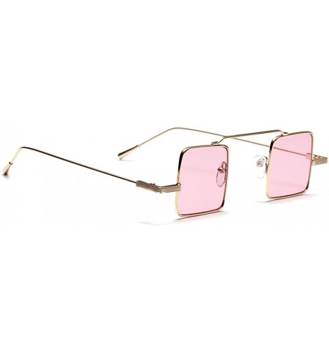 Square Small Square Sunglasses Men Vintage Metal Frame Retro Sun Glasses for Women - Pink - CD18DQOWHR0 $10.34