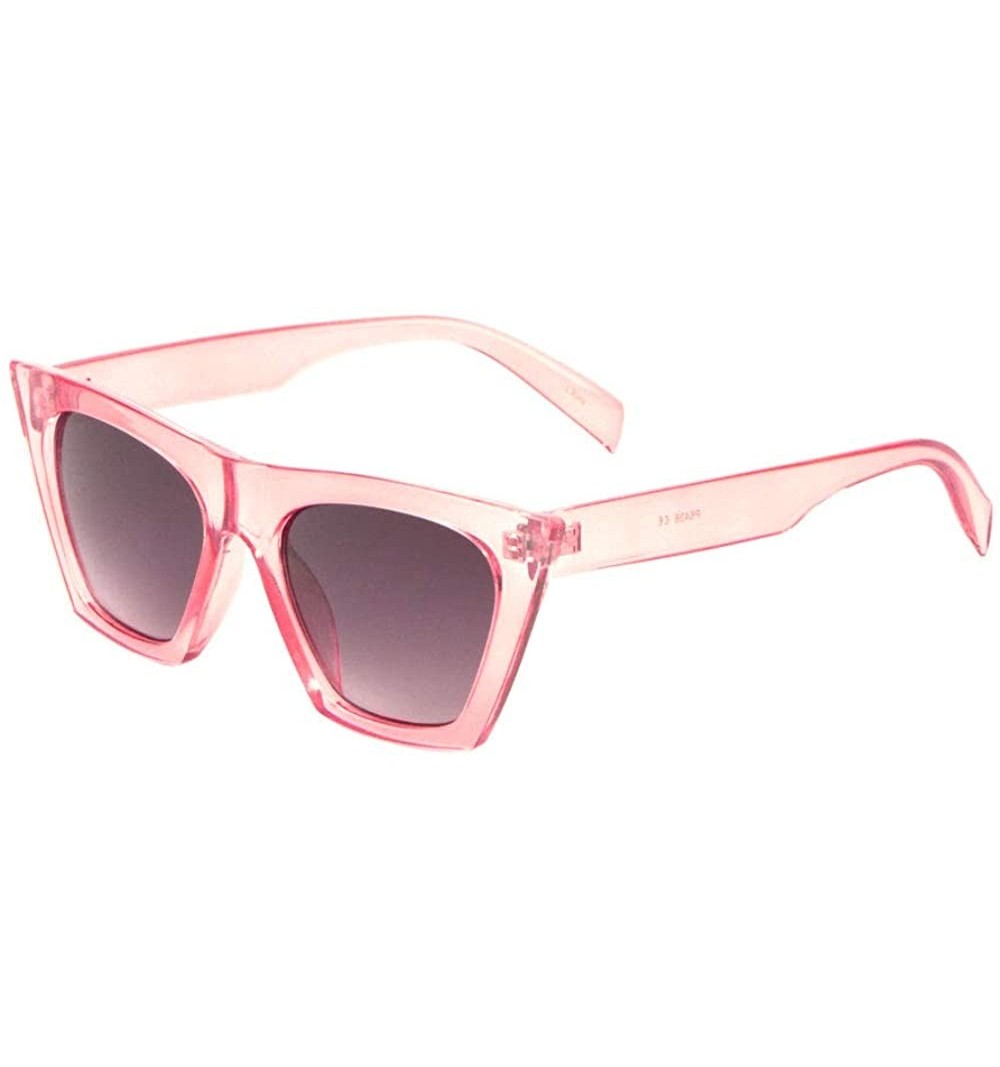 Square Sharp Square Cat Eye Crystal Color Sunglasses - Smoke Pink - C6198DCG5U5 $30.83