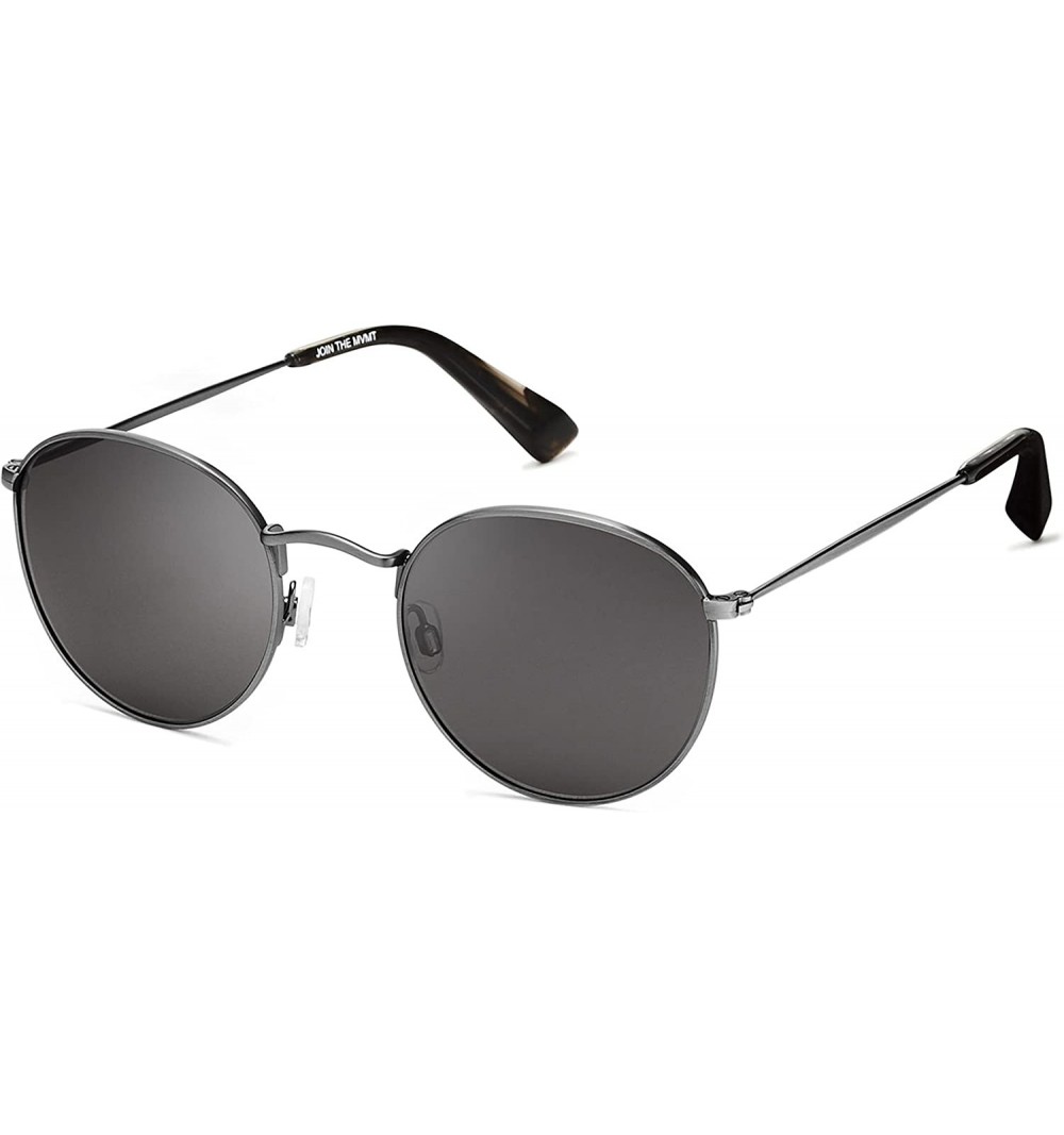 Round Icon - Round Women's & Men's Sunglasses - 50 mm - Brushed Gunmetal / Dark Grey - CI18DK3QQ47 $49.44